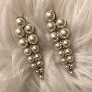 - White faux Pearl Statement earrings